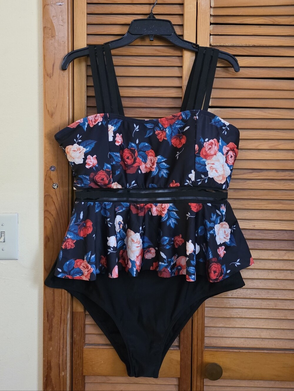 NWOT Shein Floral Peplum Tankini Swimsuit 2 Piece Size 2XL